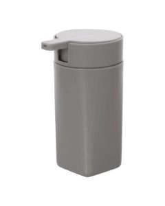 Dispenser sapuni ''Denver'' në material plastik ngjyrë gri. Përmasat, H : 14.5 cm, W : 5.5 cm, D : 5.5 cm