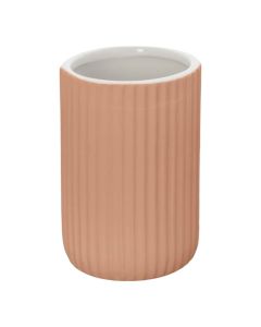 Toothbrush holder ''Color'' in ceramic pink color. Dimensions, H : 11.5 cm, Ø : 7 cm