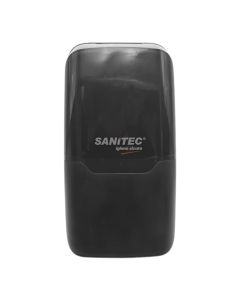 Automatic soap dispenser, black, with battery. Dimensions, H : 23.5 cm, W : 12 cm, D : 11 cm.