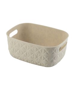 Multifunctional basket ''Softex'', plastic, beige. Dimensions : H 11.1 cm x L 26.4 cm x W 19.4 cm, 4 l