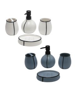 Bathroom accessory set, ceramic, blue, 28.5x19.5 cm
