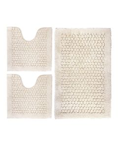 Bath mat, Melissa, set 3 pieces, rectangular, cotton, beige, 50x80 cm; 50x53 cm (x2)