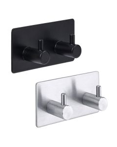 Adhesive hooks, "Stiky", stainless steel, black, 9x2.8xH4.5 cm