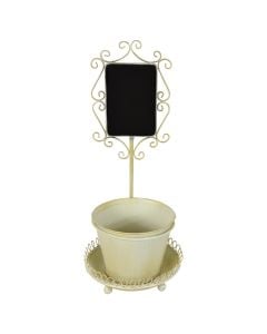 Vazo lulesh me tabelë, metalike, kremi / zezë, Ø21 xH48.5 cm