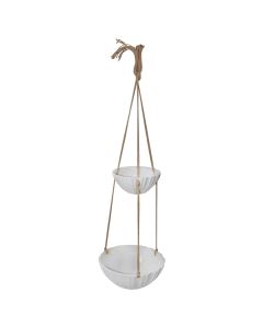 Vazo lulesh set 2 copë, qeramike, e bardhë, Ø19 xH8 cm; Ø26.5 xH10 cm
