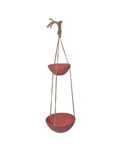 Vazo lulesh set 2 copë, qeramike, kuqe, Ø19 xH8 cm; Ø26.5 xH10 cm