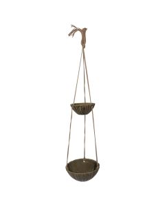 Vazo lulesh set 2 copë, qeramike, kafe, Ø19 xH8 cm; Ø26.5 xH10 cm