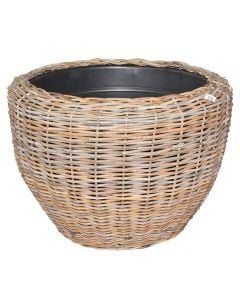 Vazo lulesh rrethore, thurje ratani, natyrale, Ø80 xH62 cm