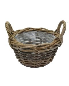 Vazo lulesh rrethore, thurje ratani, natyrale, Ø26 xH12 cm