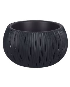Round flower pot, SANDY BOWL, plastic, anthracite, Ø37 xH21 cm, 9 lt