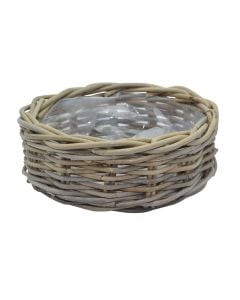 Vazo lulesh rrethore, thurje ratani, natyrale, Ø30 xH11cm