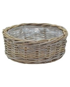Vazo lulesh rrethore, thurje ratani, natyrale, Ø37 xH14cm