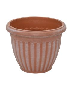 Vazo lulesh, rrethore, COLOSSEO, plastike, bezhë, Ø20 xH14 cm