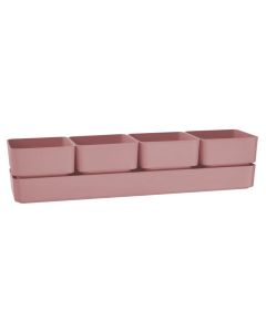 Vazo lulesh, drejtkëndore, plastike, rozë, 48x12xH11 cm, 3 lt