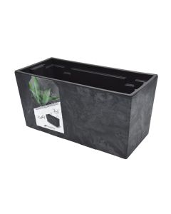 Vazo lulesh, drejtkëndore, Urbi Case W, plastike, antrasit, pa pjatë, 39.5x18.5xH19.5 cm