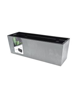 Vazo lulesh, drejtkëndore, Urbi Case W, plastike, gri betoni, pa pjatë, 58x18xH19.5 cm
