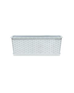 Vazo lulesh, drejtkëndore, Rotolla case P, plastike, e bardhë, pjatë e përfshirë, 39.1x17.3xH15 cm, 6.3 lt