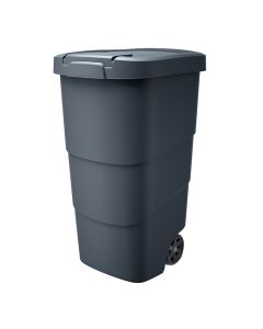 Garbage bin, Wheeler, plastic, anthracite, with lid, with wheels, 58.3x39.4xH78.3 cm, 90 lt