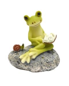 Decorative statue, Frog, polyresine, green, 5.3x4.6xH6.3 cm