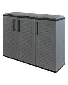 Cabinet with 3 lids, for garbage, polypropylene, anthracite, 102x37xH84 cm