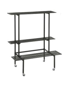 Flower pot holder, Greenrax, with 3 shelves, metal, black, 90x44xH102 cm