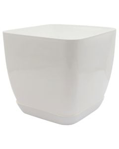 Flower pot, square, plastic, white, 26.5x26.5xH24.5 cm