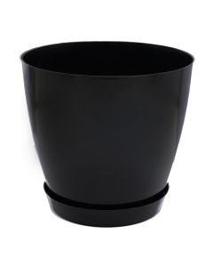 Flower pot, round, plastic, black, Ø22xH21 cm