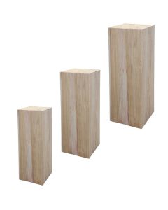 Flower pot holder, set 3 pieces, wooden, natural, 20x20xH60 cm; 25x25xH70 cm; 30x30xH80 cm