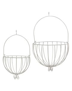 Flower pot holder, set 2 pieces, metal, white
