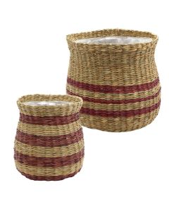 Kosh për lule, set 2 copë, kashtë, Natyrale/Kafe