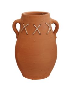 Vazo lulesh, terrakota, ratan, kafe, H23 x W17 x D14.5 cm