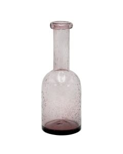 Vazo dekorative lulesh, qelq, rozë, Ø9 xH25 cm