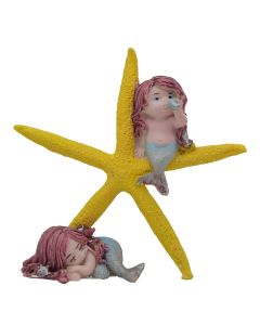 Wooden decorative sea star, 13.5x5.5xH13 cm