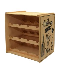 Wine rack, 12 bottles, wooden, natural, 38.5x29.5xH41 cm