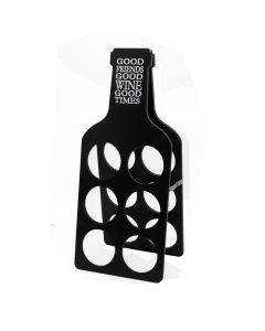 Wine bottle rack, wooden, black, 21x50 cm