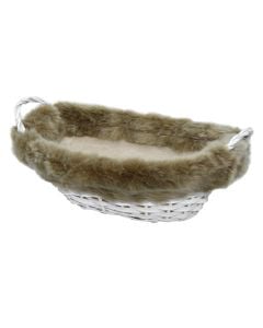 Shportë me thurje, thupër, e bardhë, 33x21xH9-12 cm