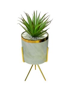 Artificial flower, in pot, plastic, green, Ø10 xH24 cm