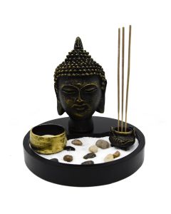 Statujë dekorative, BUDDHA, rezinë, gri errët, 18x18xH18 cm