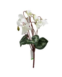 Artificial flower, CYCLAMEN, plastic, white, 28 cm