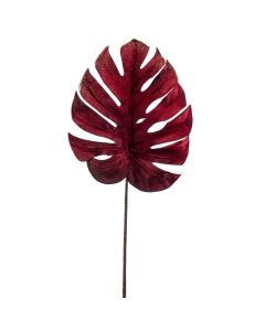 Lule artificiale, MONSTERA, plastike, burgundi, 88 cm