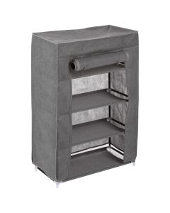 Shoe rack, metal frame and PP, grey, 59x29xH89 cm