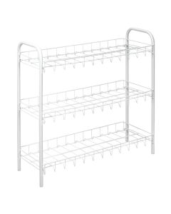 Shoe rack, 3-tier, steel, with LDPE coating, white, 64x23x59 cm