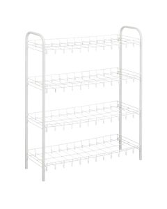 Shoe rack, 4-tier, steel, with LDPE coating, white, 64x23x80 cm