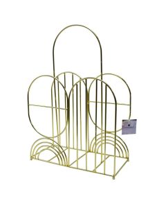 Magazine holder, Geometric, metal, golden, 47 cm