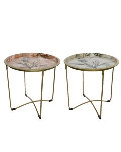 Side table, metal, cream/terracotta, Ø46 xH46 cm