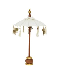 Decorative object, umbrella, wooden/metal/textile, off-white, Ø40 xH66 cm
