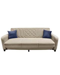 Divan, 3-vendësh, Mega, këmbë plastike, tapiceri tekstili, bezhë, 220x90xH95 cm, krevat: 110x190 cm