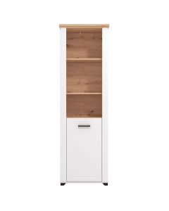 Showcase, Valencia, melamine, artisan oak, white, 60.5x41xH194.5 cm