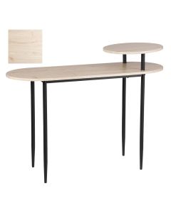 Console table, Fedor, metal frame, mdf tabletop, light brown/black, 106x40xH81 cm