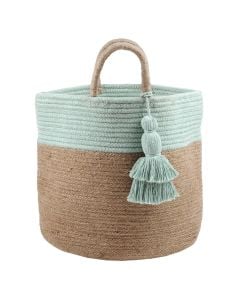 Shportë, kashtë+pambuk, e bojqelli/kafe, Ø30xH30 cm